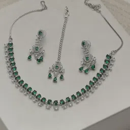 SIVA BY ANIKA Diva Rhodium-Plated American Diamond Studded Jewellery Set-picture-27