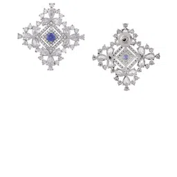 Voylla Rhodium-Plated Stone Studded Contemporary Studs image 4