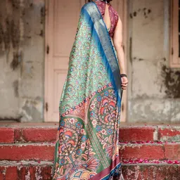 MAHARANI COUTURE Floral Printed Handloom Kanjeevaram Saree image 3