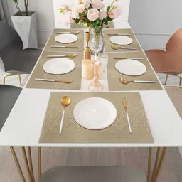 LUXEHOME INTERNATIONAL Brown 6 Pieces Wave Textured Anti-Skid Table Placemats-picture-23