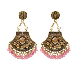 Weariton Women Pink Gold-Plated Chandbali Earrings-picture-21