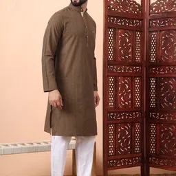 Latest Chikan Garments Striped Woven Design Mandarin Collar Straight Kurta image 3