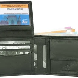 wild napa Men Green Genuine Leather RFID Wallet image 3