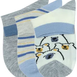 N2S NEXT2SKIN Kids Pack Of 3 Striped Ankle-Length Socks-picture-57