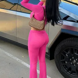 LULU & SKY V-Neck Long Sleeves Top With Trouser image 3