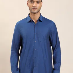 Turtle Men Standard Slim Fit Solid Spread Collar Cotton Formal Shirt image 2