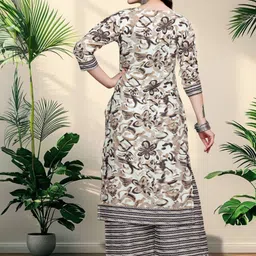 ZELZIS Women Floral Printed Regular Pure Cotton Kurta with Palazzos image 4
