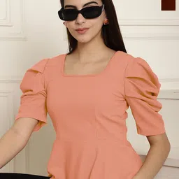 Metronaut Women Pack of 2 Puff Sleeve Peplum Top-picture-18