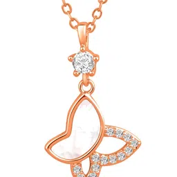 Peora Rose Gold-Plated Cubic Zirconia-Studded Pendant Chain With Rose image 5