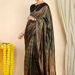 Snofi Creation Ethnic Motifs Zari Art Silk Heavy Work Kanjeevaram Saree image 2