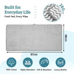 Aura Grey & White Zig Zag 280 GSM Microfiber Face Towels image 2