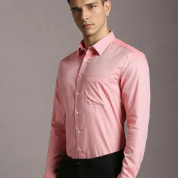 Louis Philippe Men Textured Spread Collar Pure Cotton Formal Shirt image 3