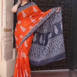 Pinkcity Trade World Pure Cotton Block Print Saree-picture-27