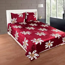 RD TREND Maroon 300 TC King Bedsheet with 2 Pillow Covers-picture-17