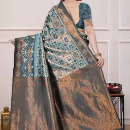 G R K Fashion Textile Woven Design Zari Art Silk Banarasi Saree image 3