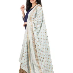 A R SILK DUPATTA HUB Floral Embroidered Georgette Dupatta With Gotta Patti image 4