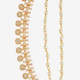 Kushal's Fashion Jewellery Gold-Plated Cubic Zirconia Stone-Studded Matil image 3