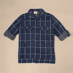 Ridokidz Boys Windowpane Checks Opaque Checked Casual Shirt image 4