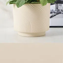 Home Centre Gloria Earthy Beige Terracotta Ribbed Floor Planter-image-4