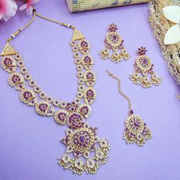 VATSALYA creation Rhodium-Plated Artificial Stone Studded Jewellery Set-picture-22