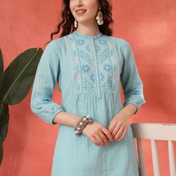 Nayam By Lakshita Women Embroidered A-line Cotton Tunic-picture-7