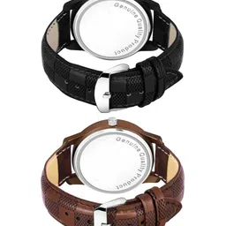 Miss Perfect Men Pack Of 2 Dial & Leather Straps Watch foxx44 image 2