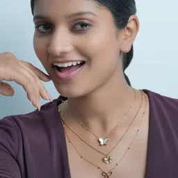 AQUASTREET Stainless Steel 18K Gold-Plated Bow Shaped Pendant With Chain image 3