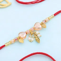 Floweraura Artificial Beaded Hearts Thread Rakhi With Roli image 2