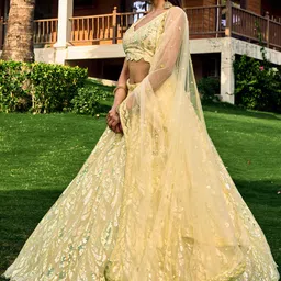 DIVASTRI Embellished Sequinned Semi-Stitched Lehenga & Unstitched Blouse With Dupatta image 4