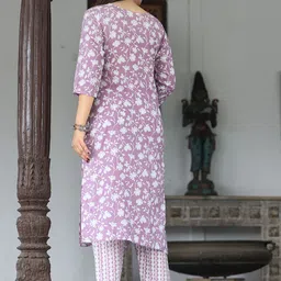G4Girl Women Floral Printed Regular Mirror Work Pure Cotton Kurta with Trousers & With Dupatta image 5