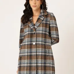 Okane Tartan Checked Notched Lapel Longline Overcoat-picture-12