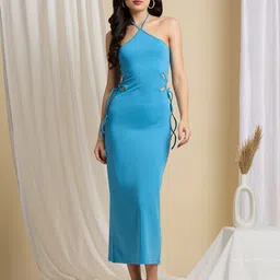 VALEN CLUB Women Halter Neck Maxi Dress-picture-12