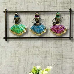 ANSHIKA INTERNATIONAL Black & Green Printed Lady Musicians Metal Wall Decor-image-98