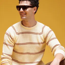 HERE&NOW Horizontally Self-Striped Acrylic Pullover-picture-41