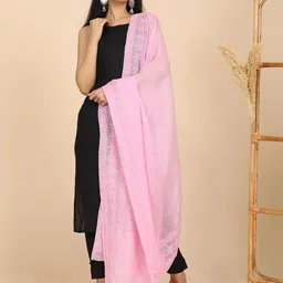 Ushvii Floral Embroidered Chikankari Cotton Dupatta image 5