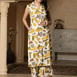 SAHASIKA Women Printed Regular Pure Cotton Kurta with Palazzos-image-6