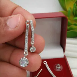 Manuvi Jewels Silver-Plated Cubic Zirconia Alloy Earrings-picture-56