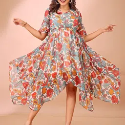 DressBerry Floral Print Chiffon Fit & Flare Dress-image-69