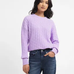 levi's Women's Textured Purple Crew Neck Sweater image 1