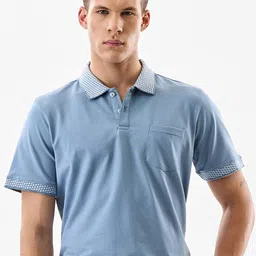 Snitch Textured Polo Collar Pure Cotton T-Shirt-picture-10