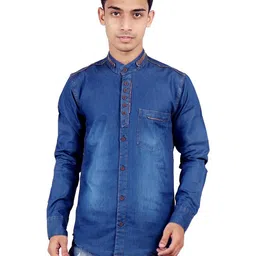 SQS Boys Slim Fit Full Sleeve Denim dark blue Color Shirt-picture-40