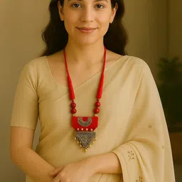 A Local Tribe Women Red Necklace and Chains-image-10