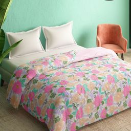 Portico Pink & Green Floral Heavy Winter 300 GSM Double Bed Comforter-picture-29