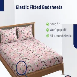 GADDA CO White 250 TC King Bedsheet with 2 Pillow Covers image 3