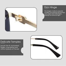 Being Better Unisex Black Lens & Gold-Toned Rectangle Sunglasses with image 5