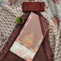 HERE&NOW Floral Printed Sequinned Unstitched Dress Material-picture-35