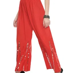 A R SILK DUPATTA HUB Women Floral Embellished Flared Palazzos image 4