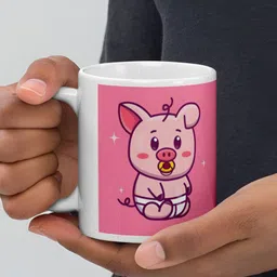 Mr UVD White & Pink Printed Ceramic Glossy Mugs Set of Cups and Mugs image 2