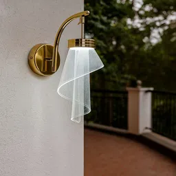 POWERLAM Gold-Toned Textured Abstract Shaped LED Wall Lamp image 4