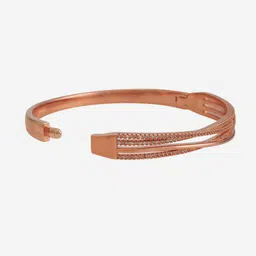 Kushal's Fashion Jewellery Rose Gold-Plated Zircon-Studded Bangle image 2